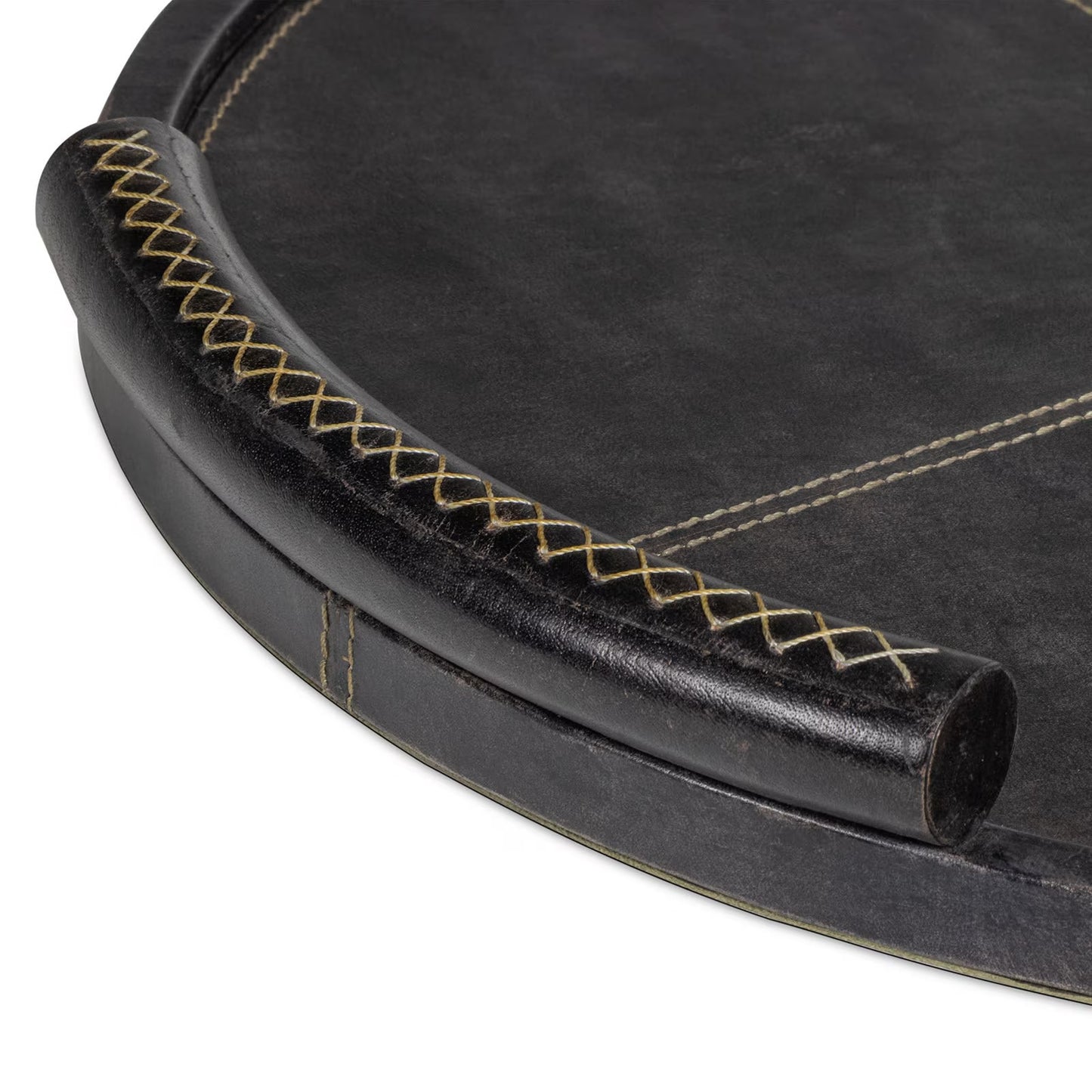 Forte Leather Tray Round (Black).