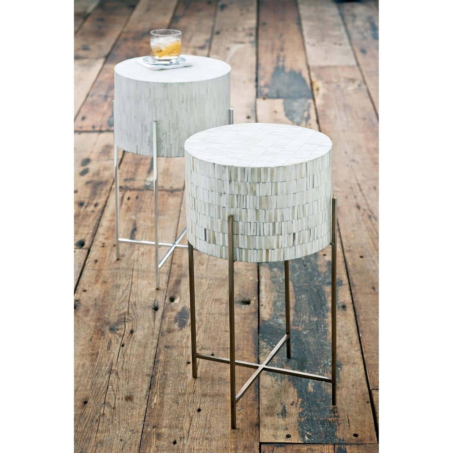 Bone Drum Table (Antique Brass).