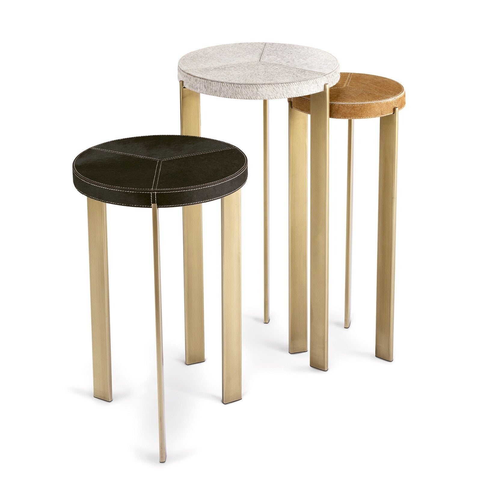 Andres Hair on Hide Mixer Table Set (Brass) - Thumbnail 2