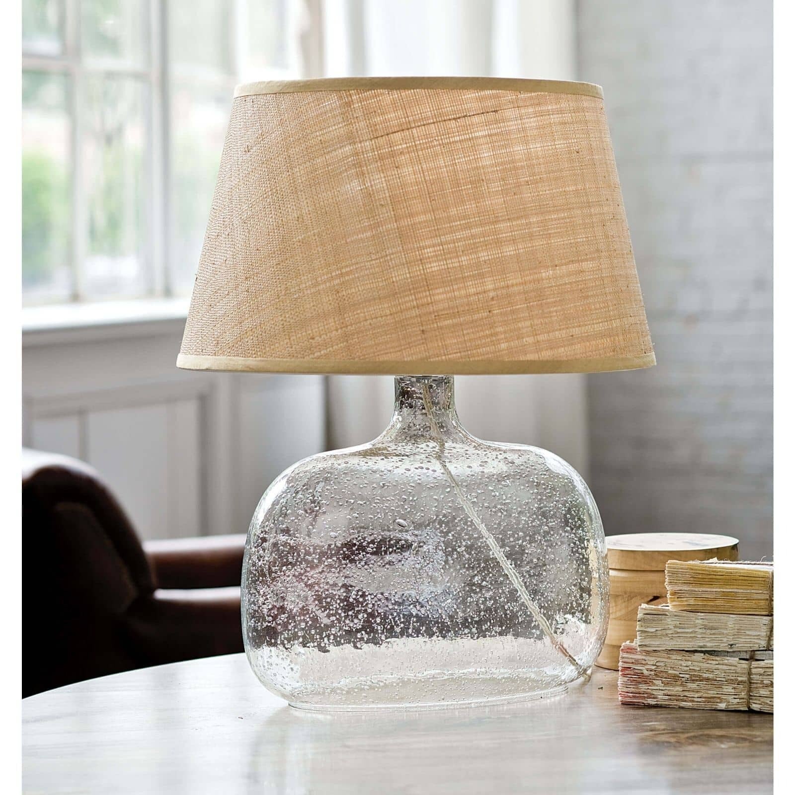 Seeded Oval Glass Table Lamp - Thumbnail 4