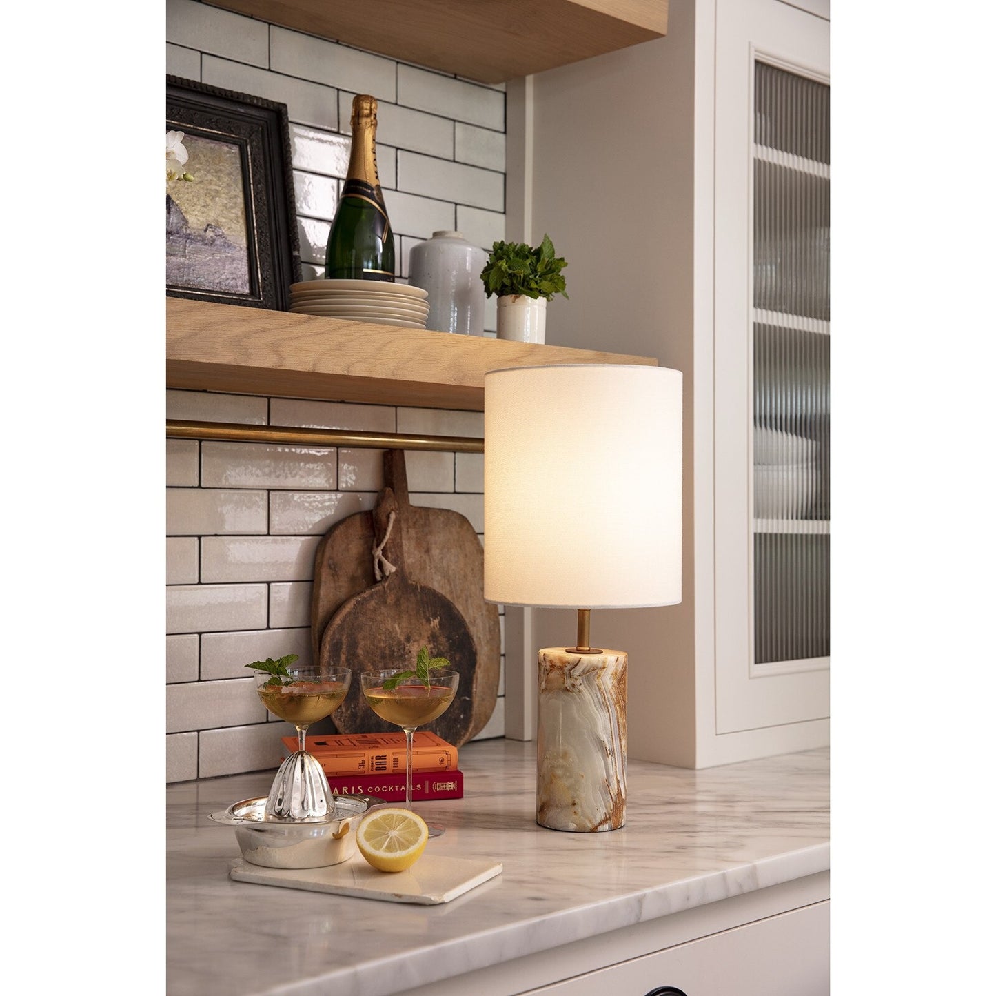 Jade and Brass Mini Cylinder Lamp