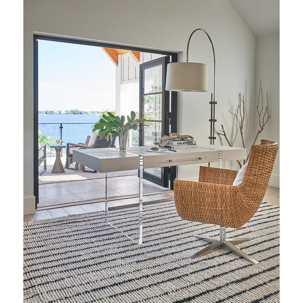 
                      
                        Arc Floor Lamp With Fabric Shade (Polished Nickel).
                      
                    
