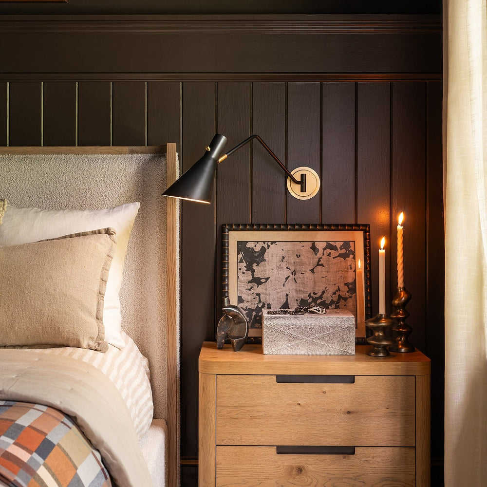 Spyder Single Arm Sconce (White and Natural Brass)