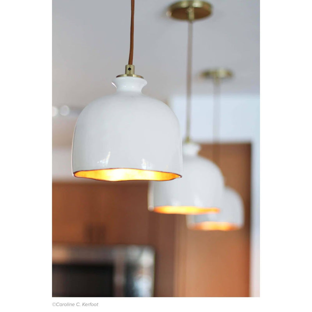 
                      
                        Bianca Ceramic Pendant (Gloss White and Gold).
                      
                    