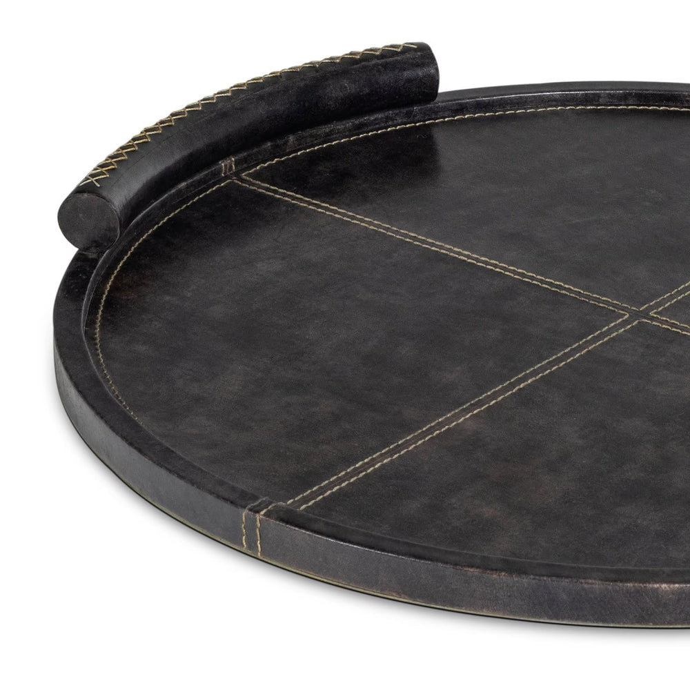 
                      
                        Forte Leather Tray Round (Black).
                      
                    