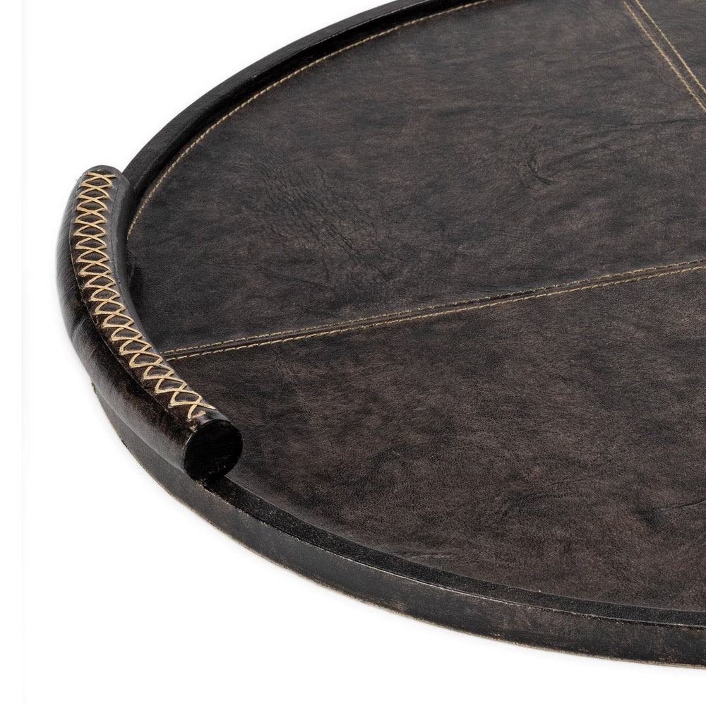 
                      
                        Forte Leather Tray Round Large (Black).
                      
                    