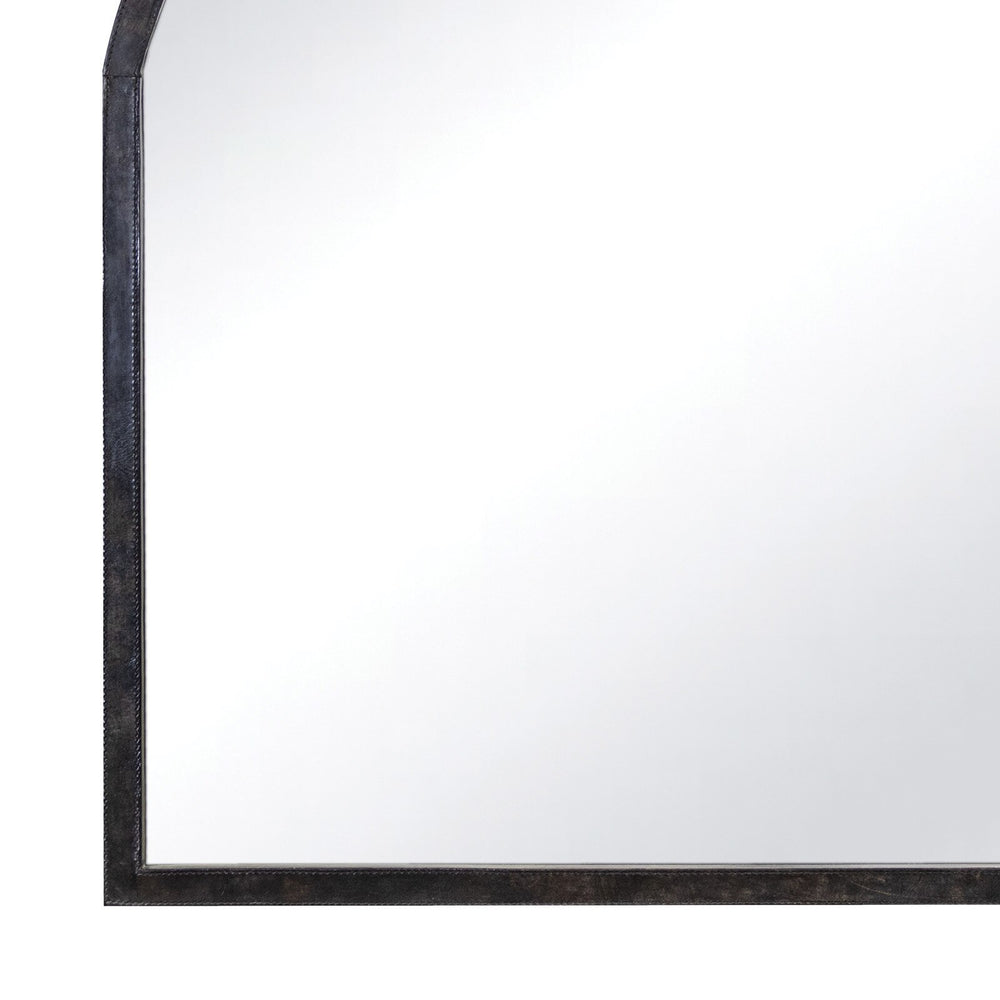 
                      
                        Knox Leather Mantle Mirror (Black).
                      
                    