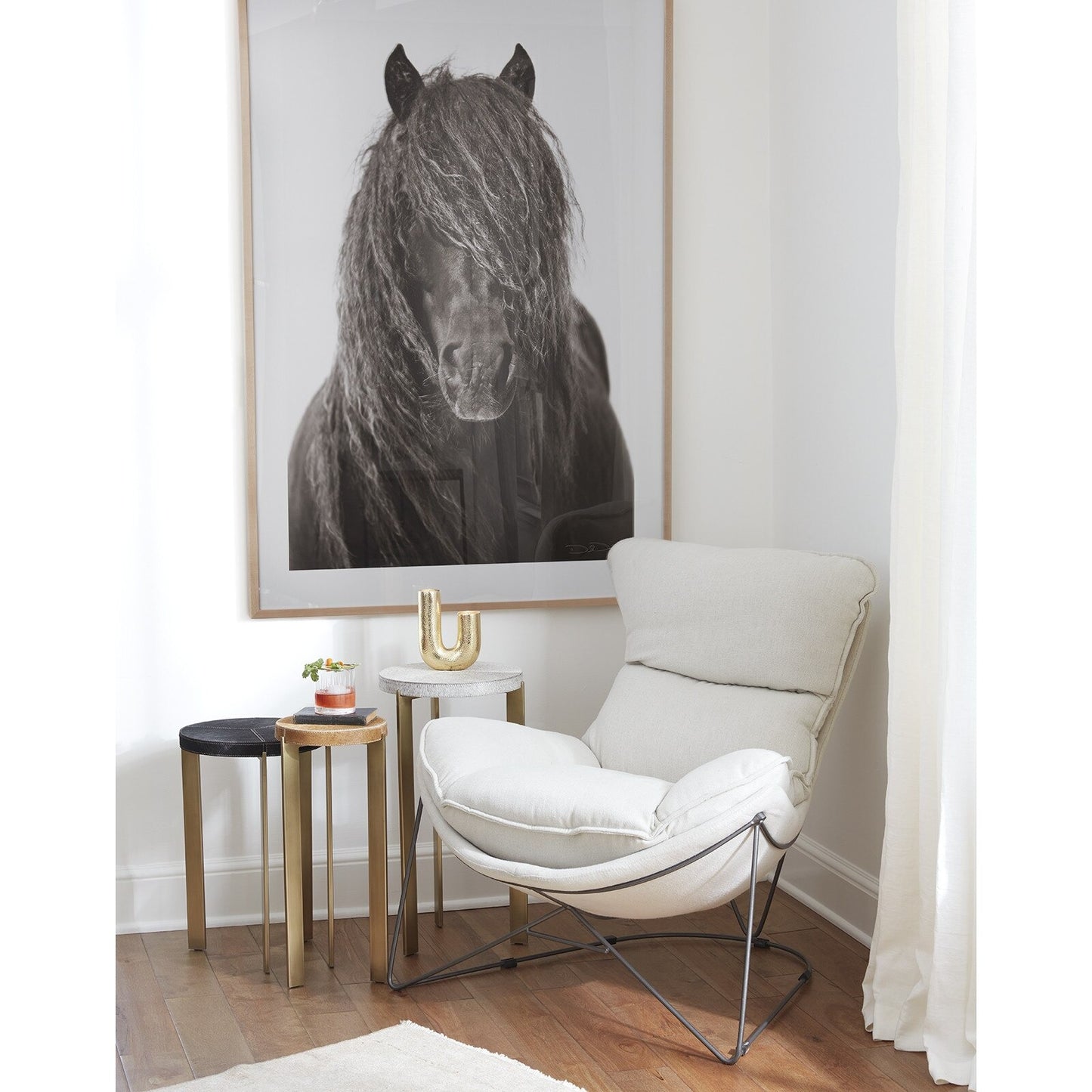 Andres Hair on Hide Mixer Table Set (Brass).