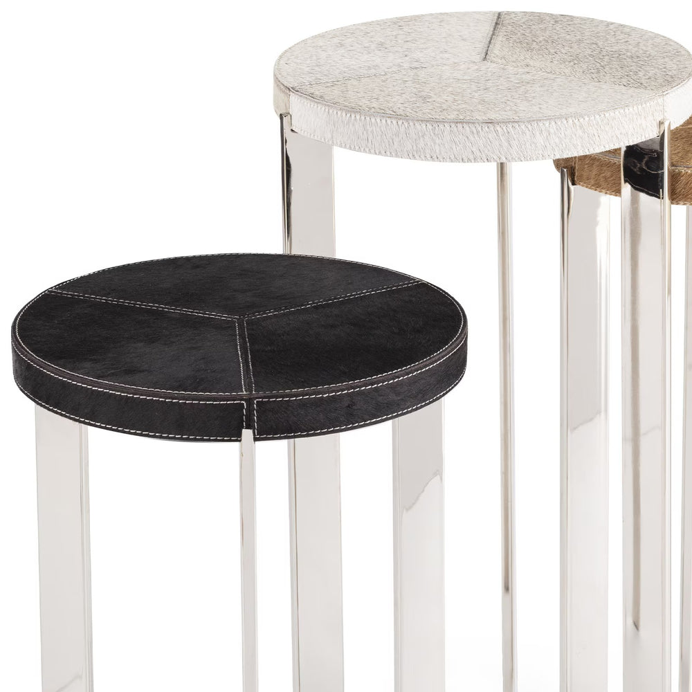 
                      
                        Andres Hair on Hide Mixer Table Set (Polished Nickel).
                      
                    