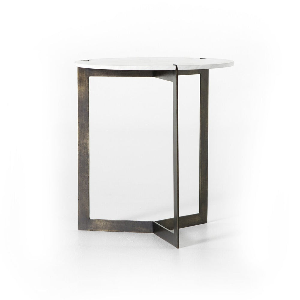 Kiva End Table - Polished White Marble
