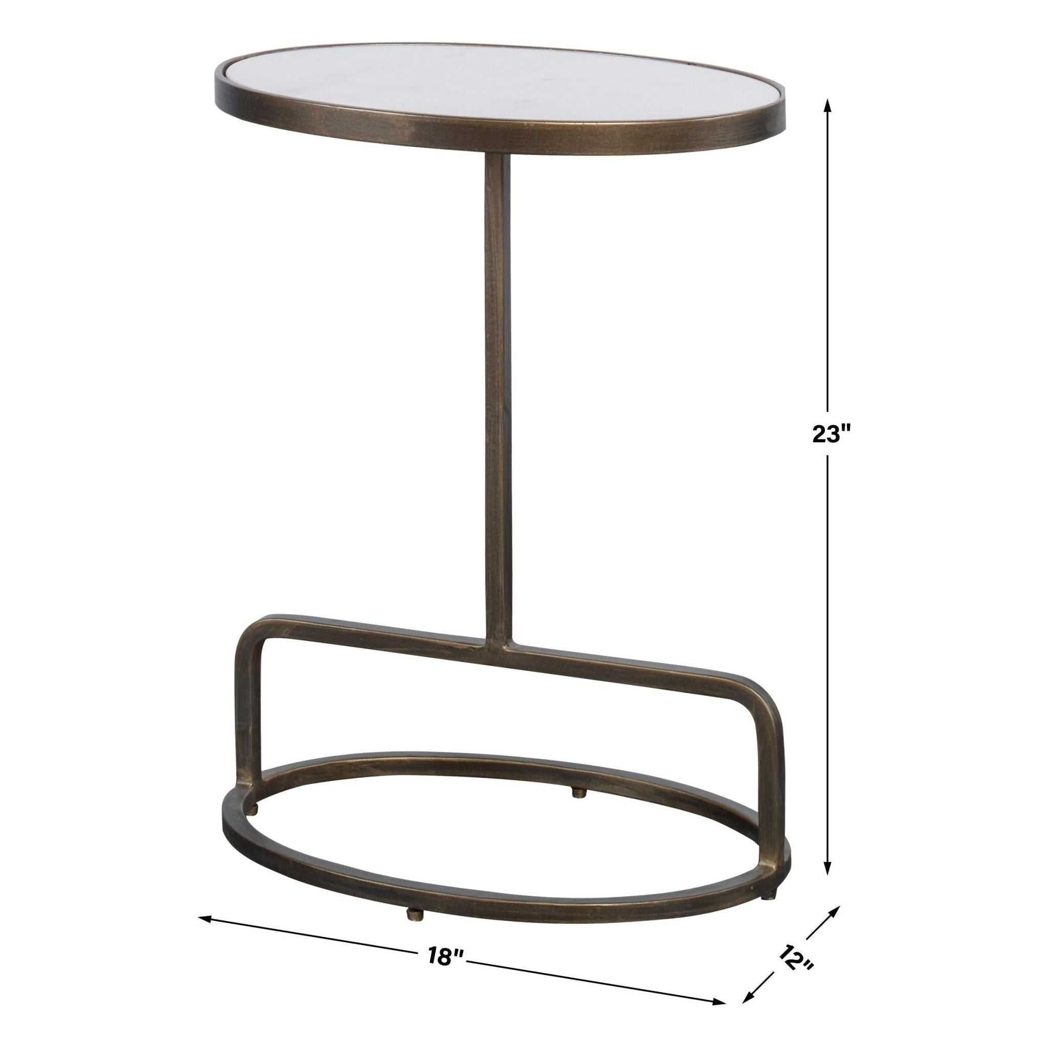 Jessenia White Marble Accent Table - Thumbnail 4
