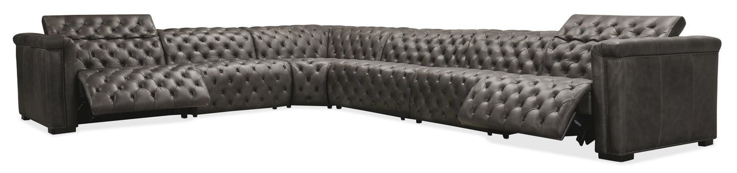 Savion Grandier 6-Piece Sectional with Power Recline & Power Headrest - Bellagio Gravel