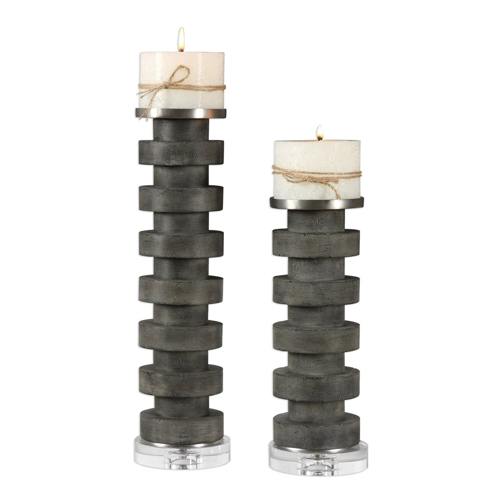 Karun Concrete Candleholders S/2 - #shop_name Accessories, Accent Decor