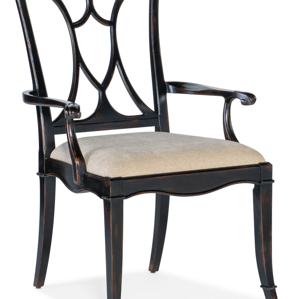 Charleston Upholstered Seat Arm Chair - Black Cherry