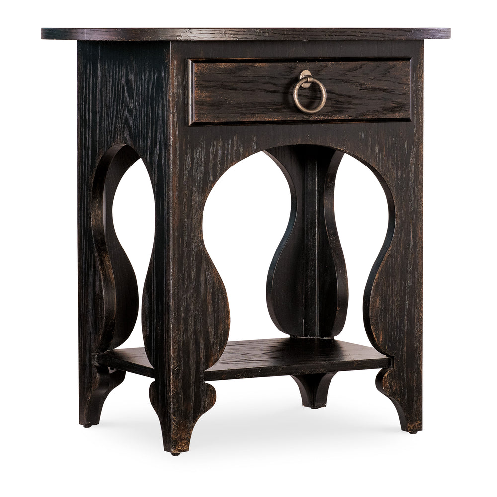 Americana One-Drawer Oval Nightstand - Black