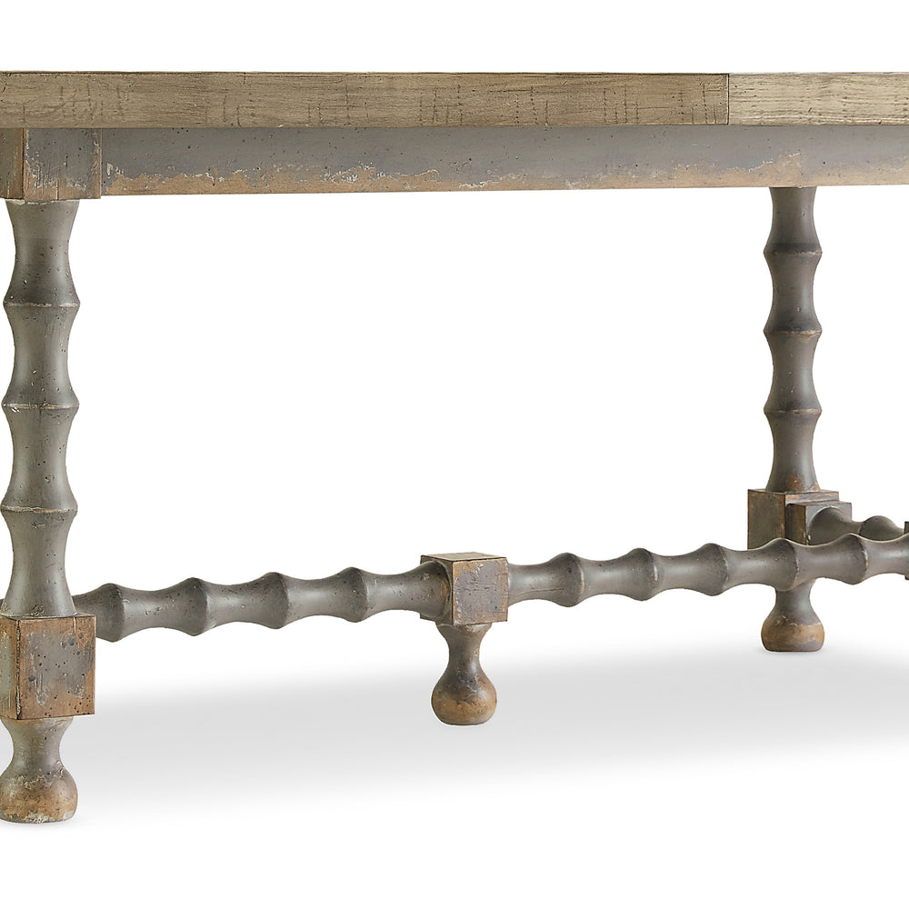 Ciao Bella 84in Trestle Table with 2-18in Leaves-Natural/Gray.