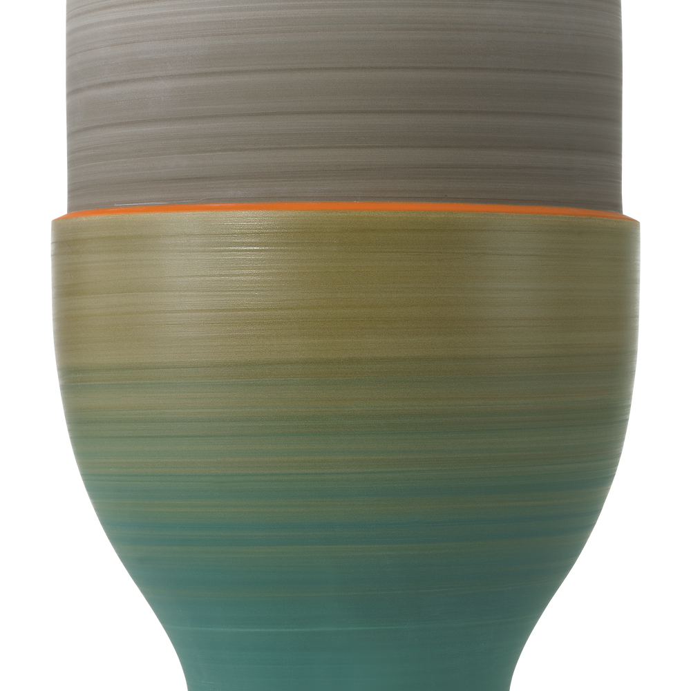 
                      
                        Happy 80's Gray, Beige, Orange & Blue Vase Set of 3.
                      
                    