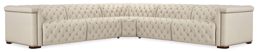 Savion Deux 5 Seat Sectional with Four Power Recliners and Six Power Headrests - Aries Beach
