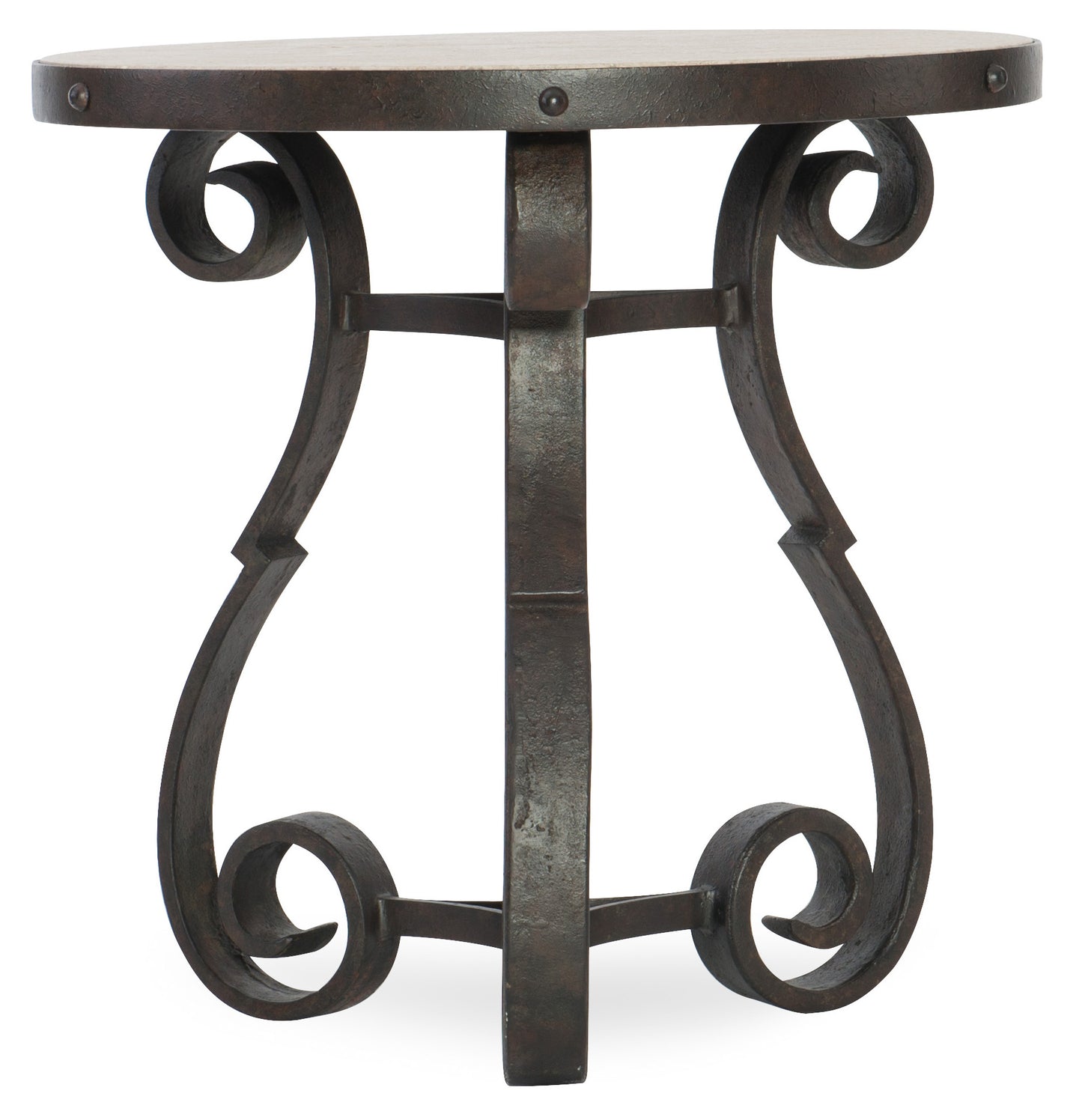 Luckenbach Metal and Stone End Table.
