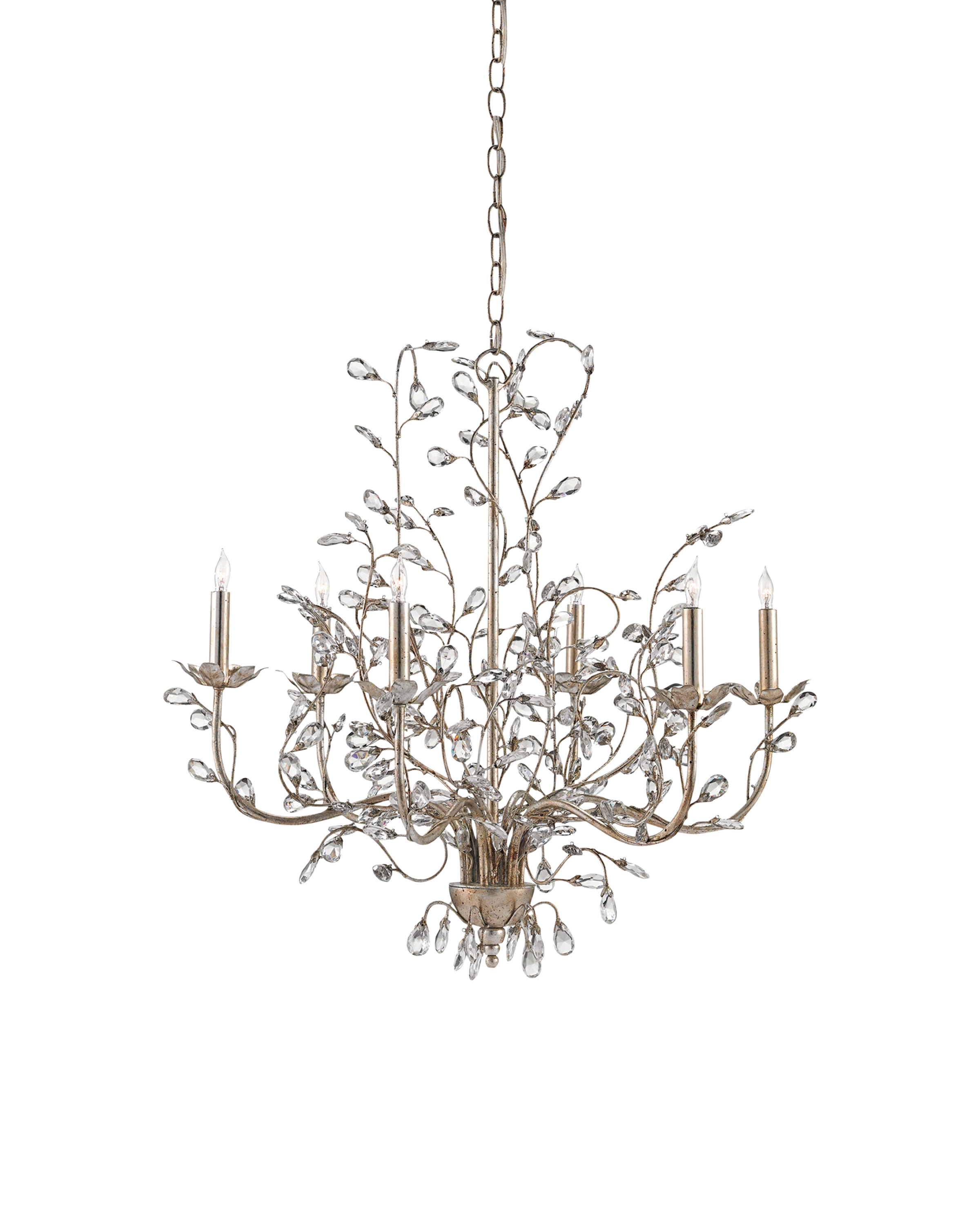 Crystal Bud Medium Silver Chandelier - Thumbnail 4