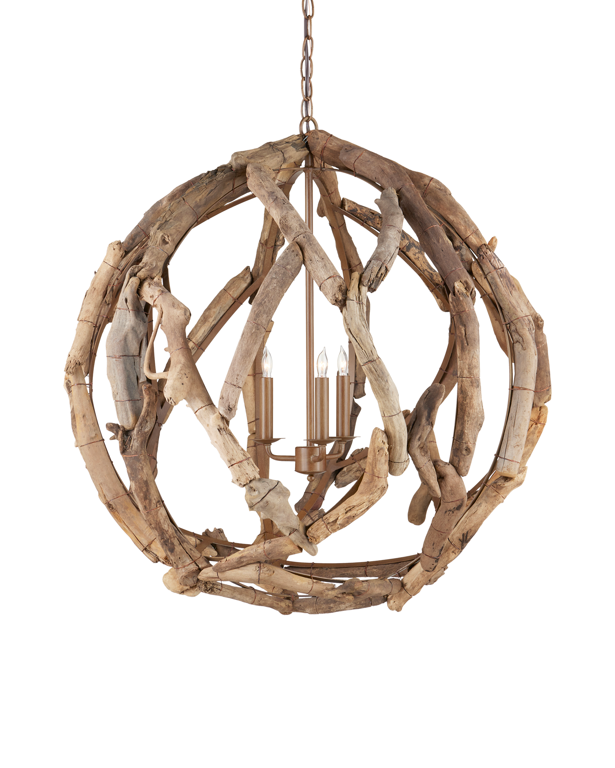 Driftwood Whitewash Orb Chandelier - Thumbnail 5