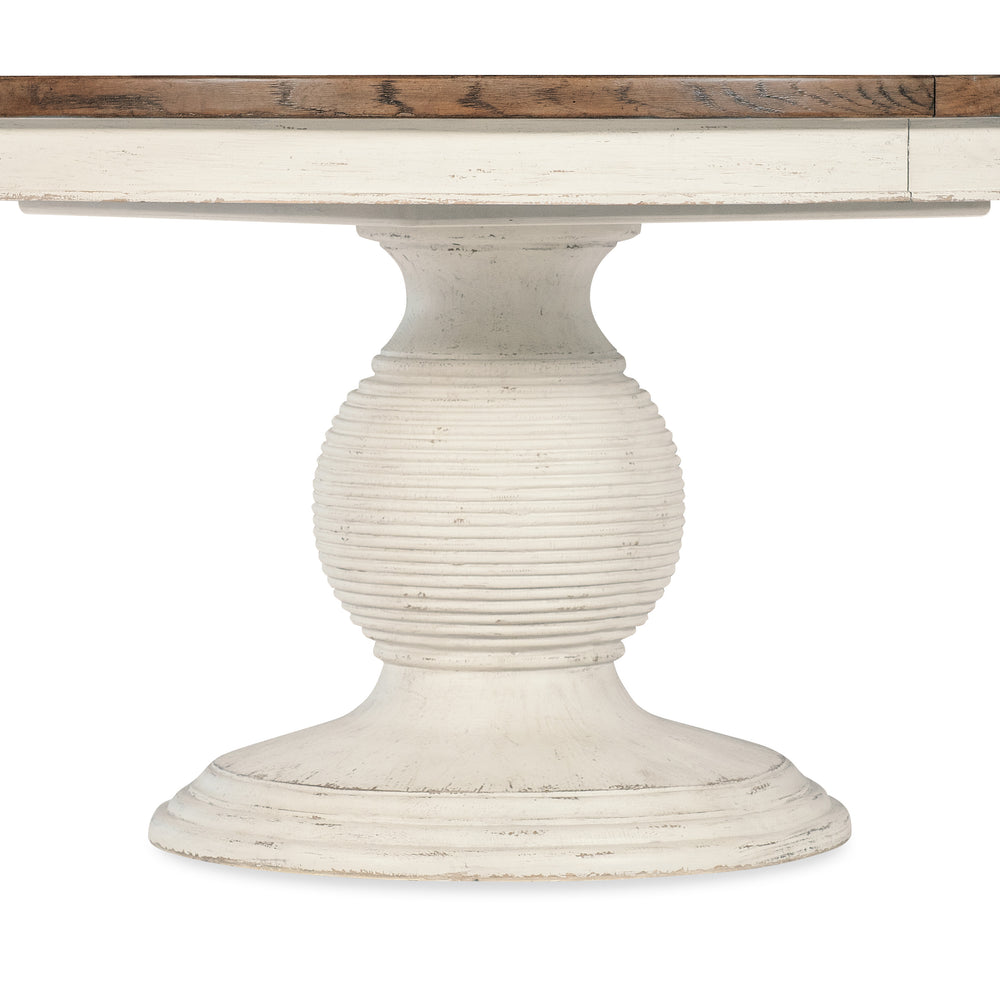 Americana Round Pedestal Dining Table with 1-22in Leaf