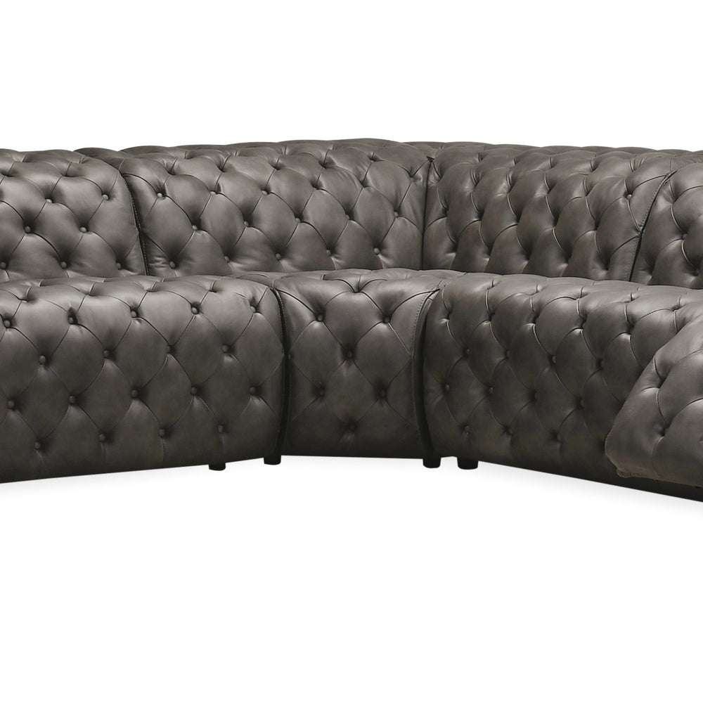 Savion Grandier 5-Piece Sectional with Power Recline & Power Headrest - Bellagio Gravel