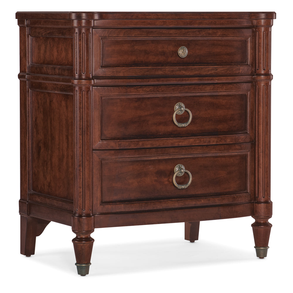 Charleston Three-Drawer Nightstand - Maraschino Cherry.