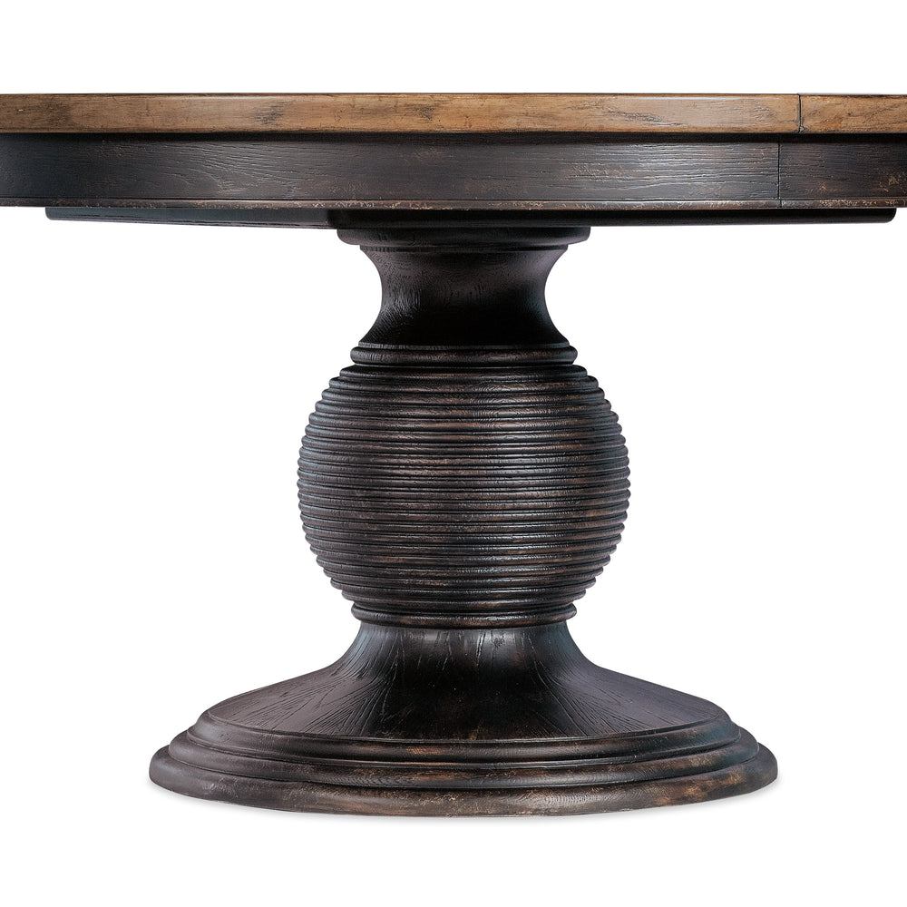 Americana Round Pedestal Dining Table with 1-22in Leaf - Black