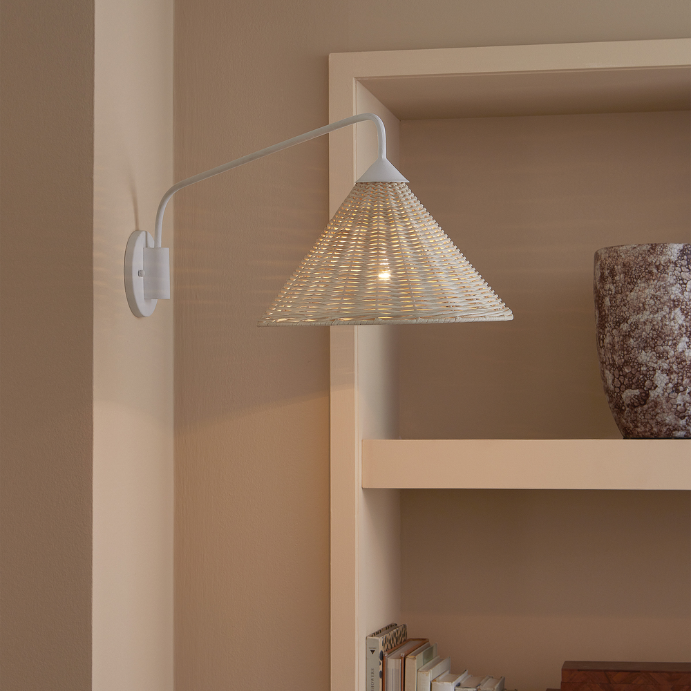 
                      
                        Basket White Swing-Arm Wall Sconce.
                      
                    