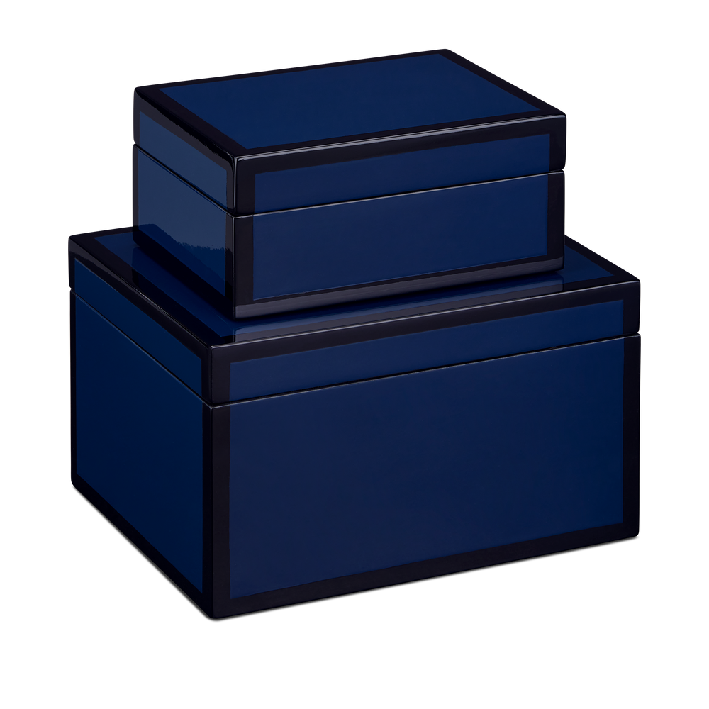 Navy Lacquer Box Set of 2.