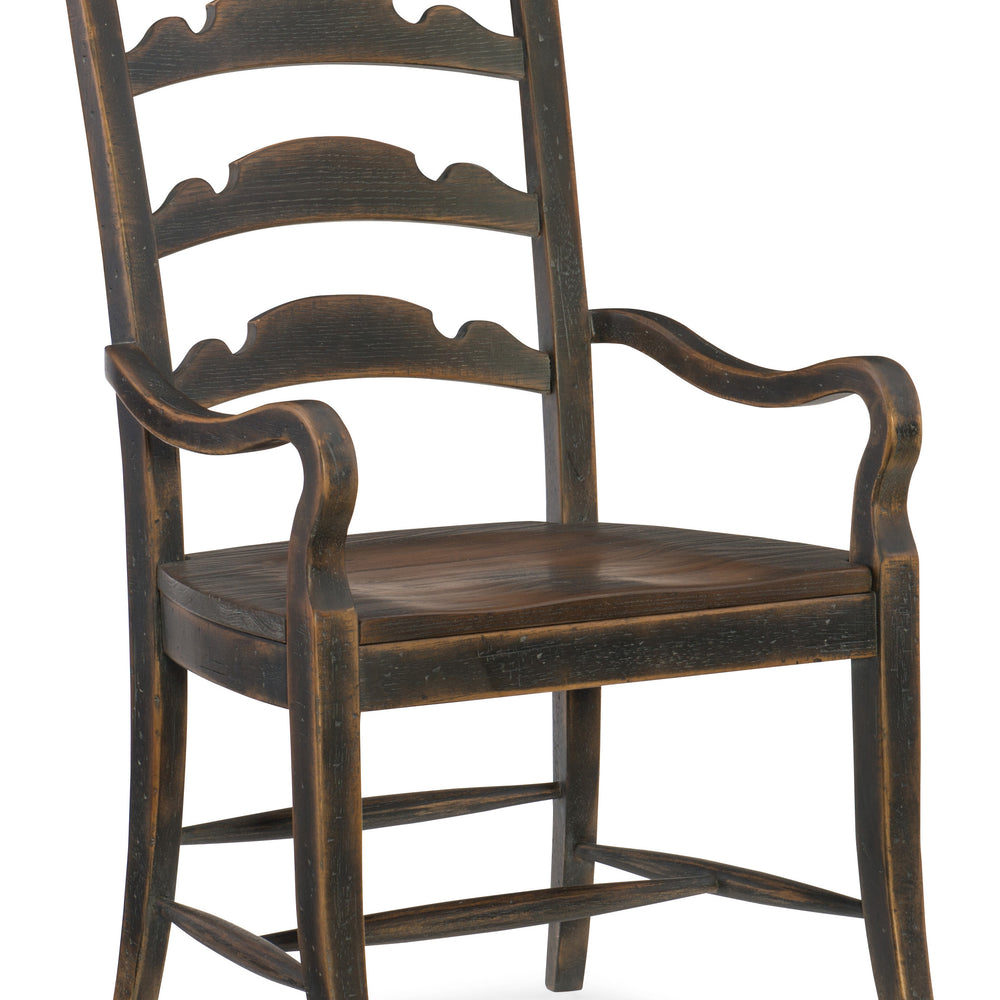 Hill Country Twin Sisters Ladderback Arm Chair - Black