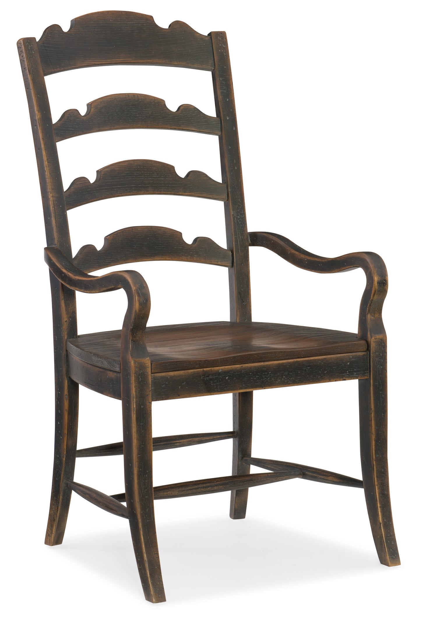 Hill Country Twin Sisters Ladderback Arm Chair - Black