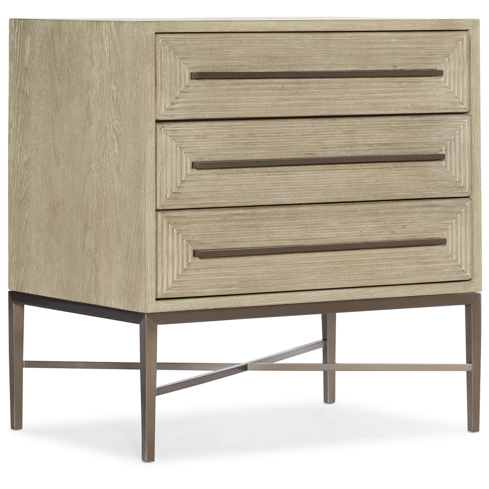 Cascade Three-Drawer Nightstand - Light Wood.