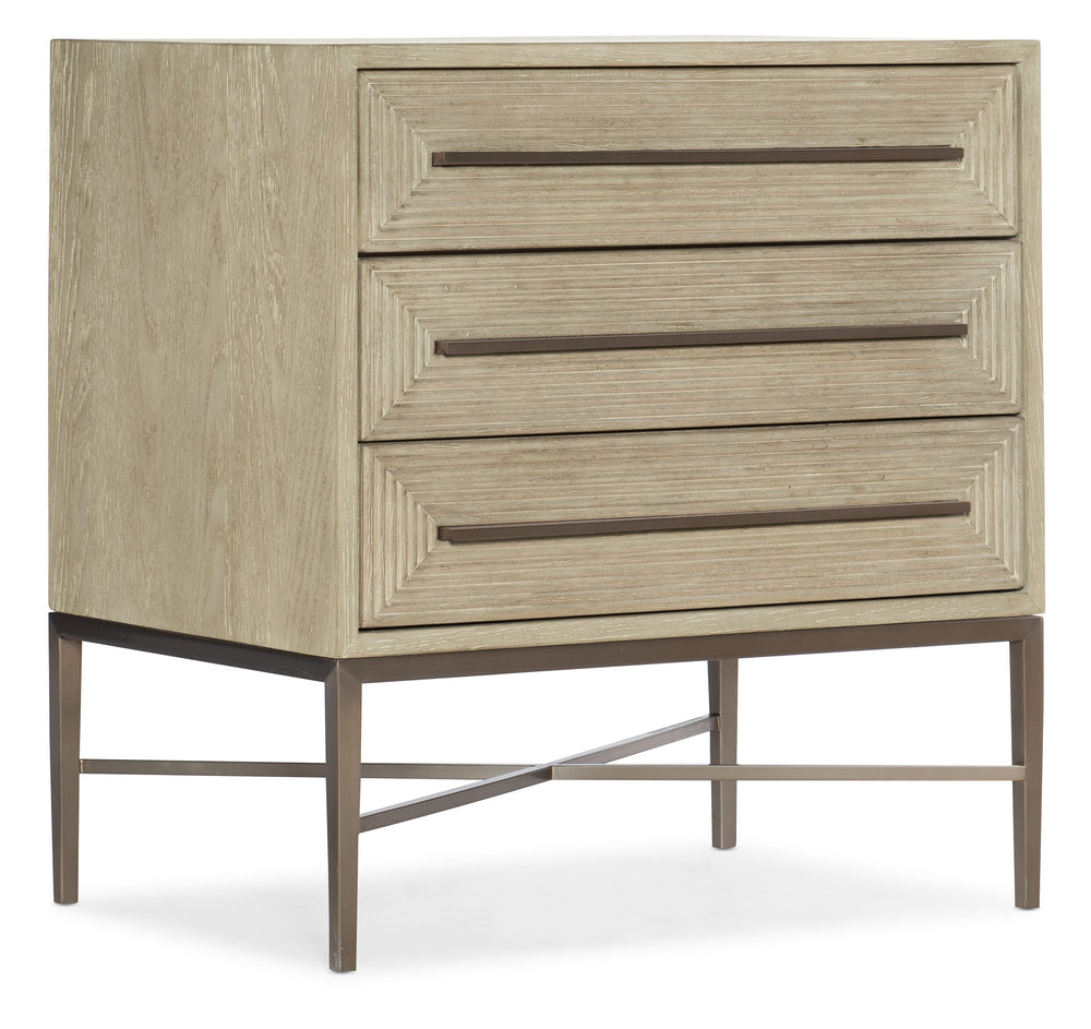 Cascade Three-Drawer Nightstand - Light Wood