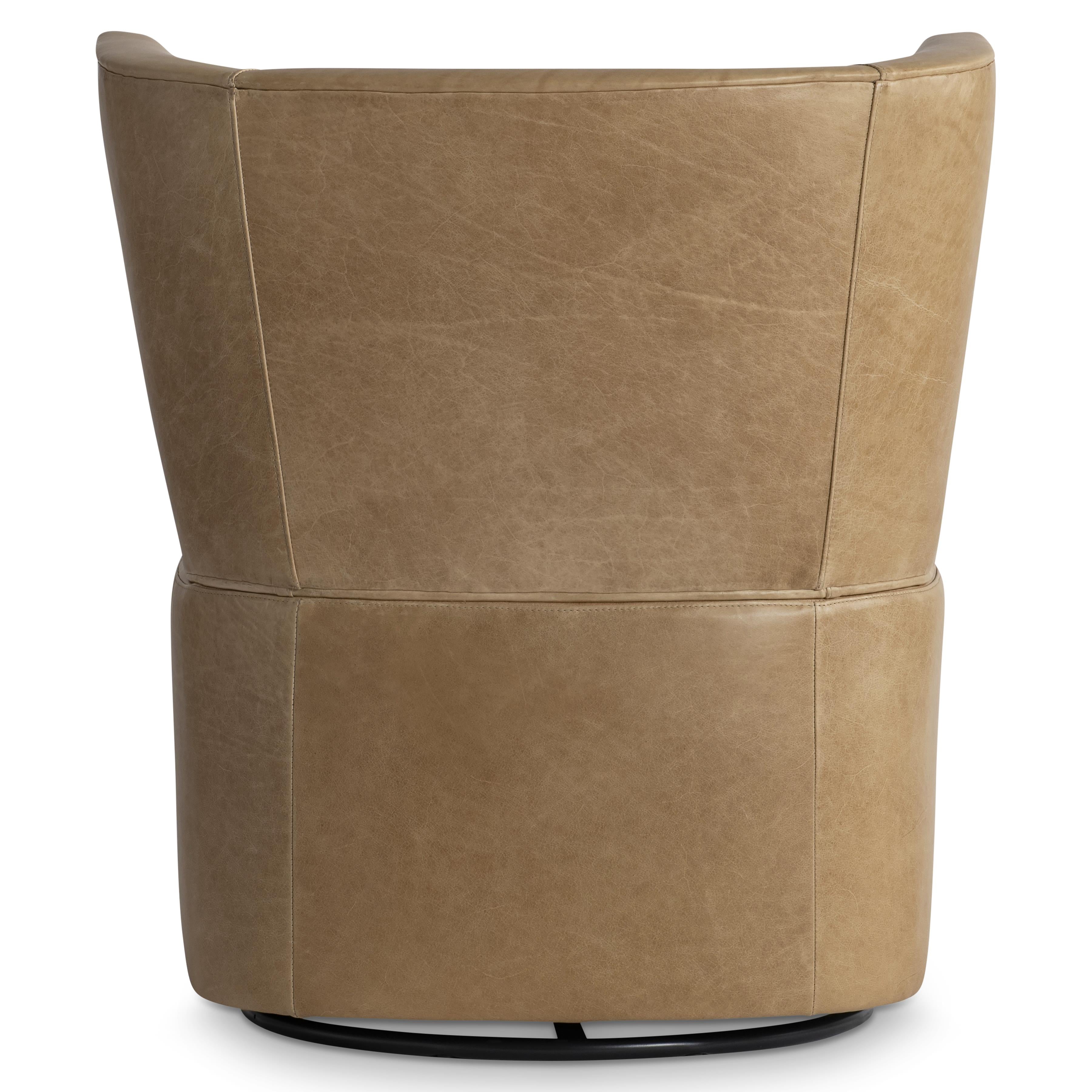 Oliver Leather Swivel Chair - Thumbnail 2