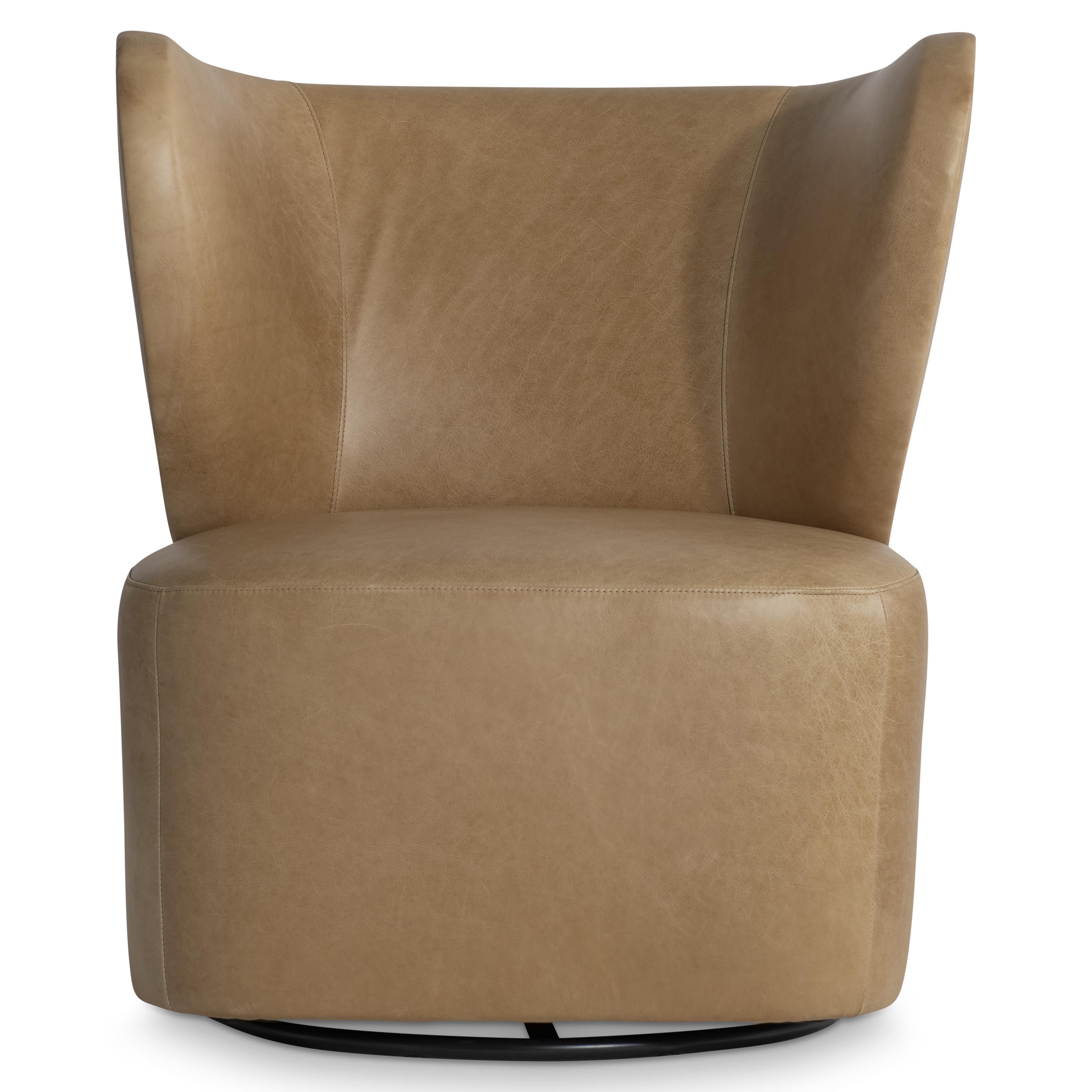 Oliver Leather Swivel Chair - Thumbnail 4