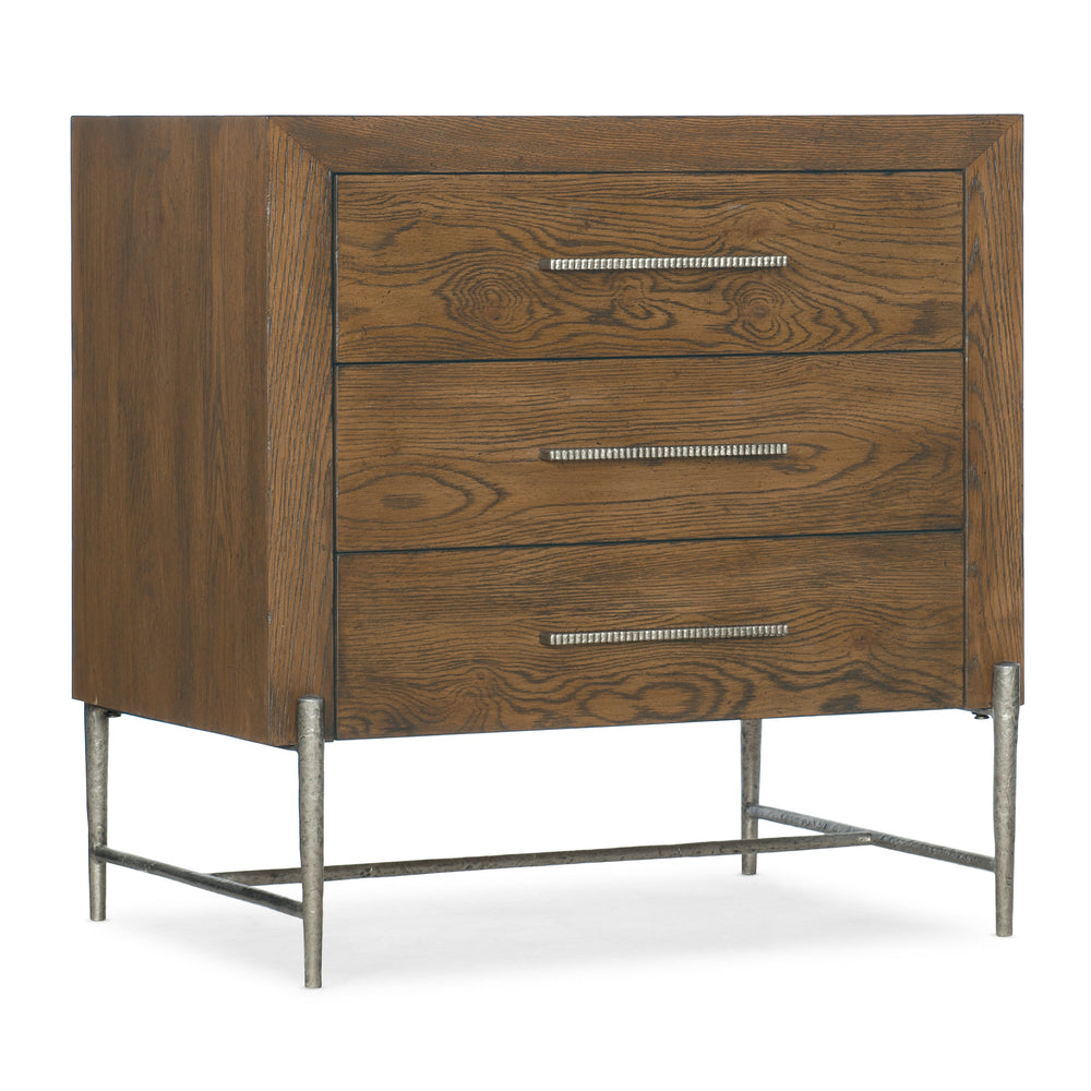 Chapman Three-Drawer Nightstand - Metal Base.