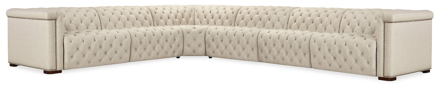 Savion Deux 6 Seat Sectional with Three Power Recliners and Seven Power Headrests - Aries Beach