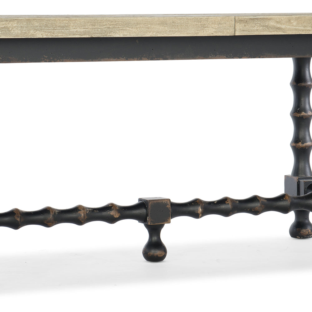 Ciao Bella 84in Trestle Table with 2-18in Leaves-Flaky White/Black.