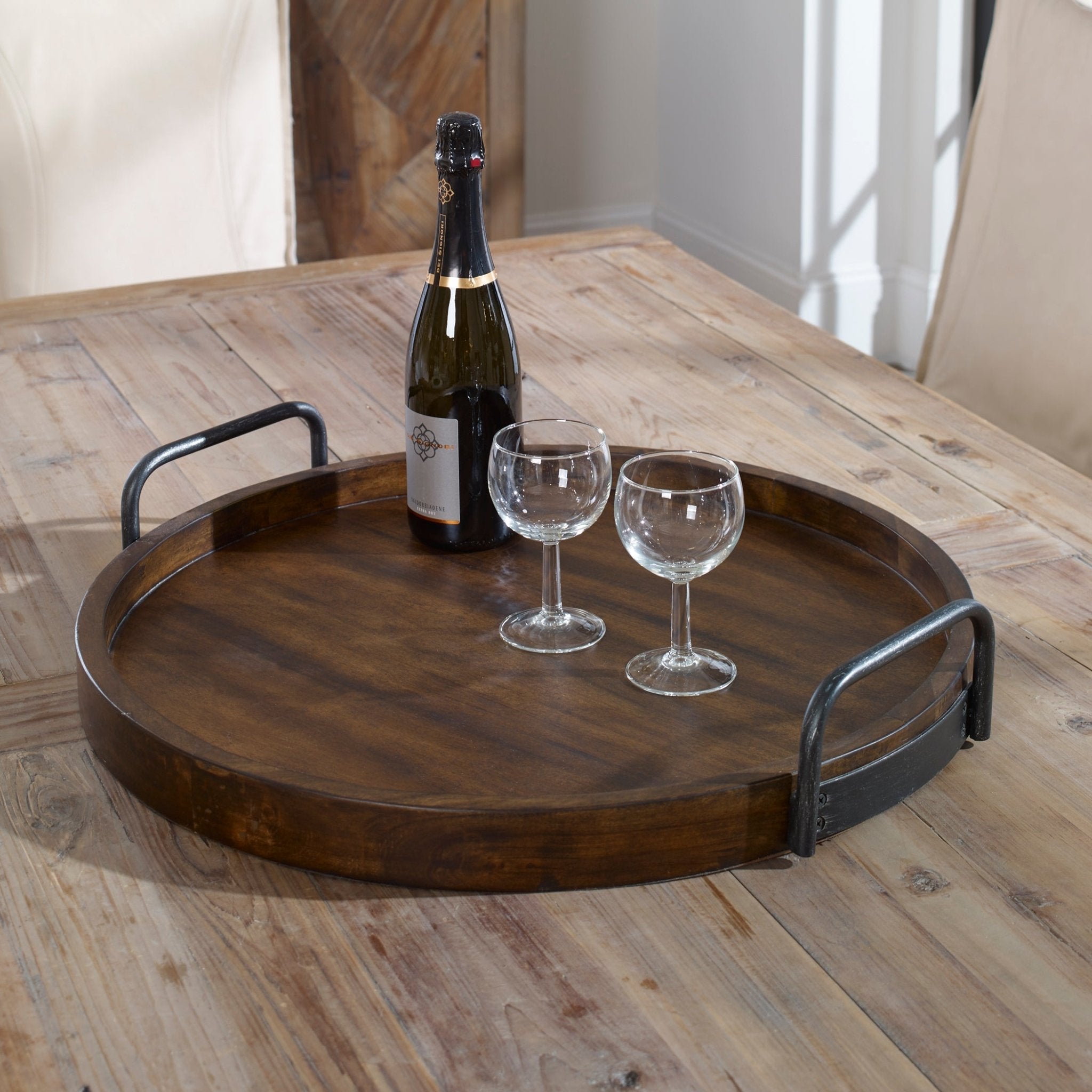 Reine Round Wooden Tray - Thumbnail 5