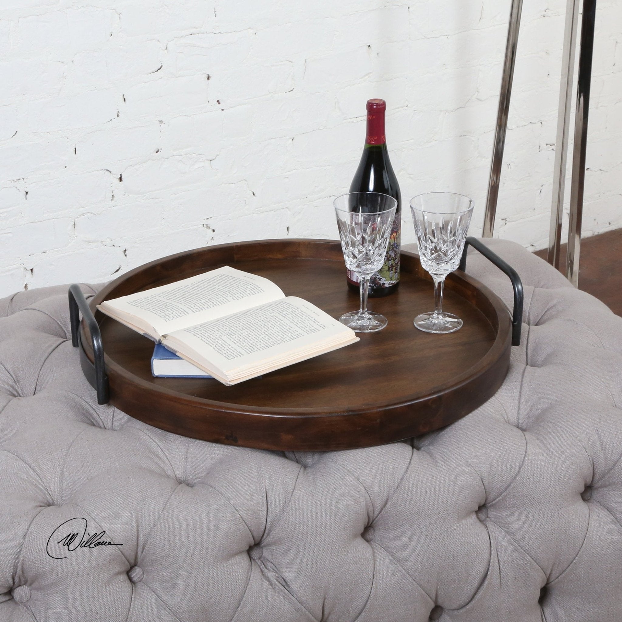 Reine Round Wooden Tray - Thumbnail 4