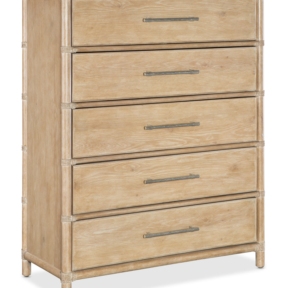 Retreat Pole Rattan Five-Drawer Chest - Dune.
