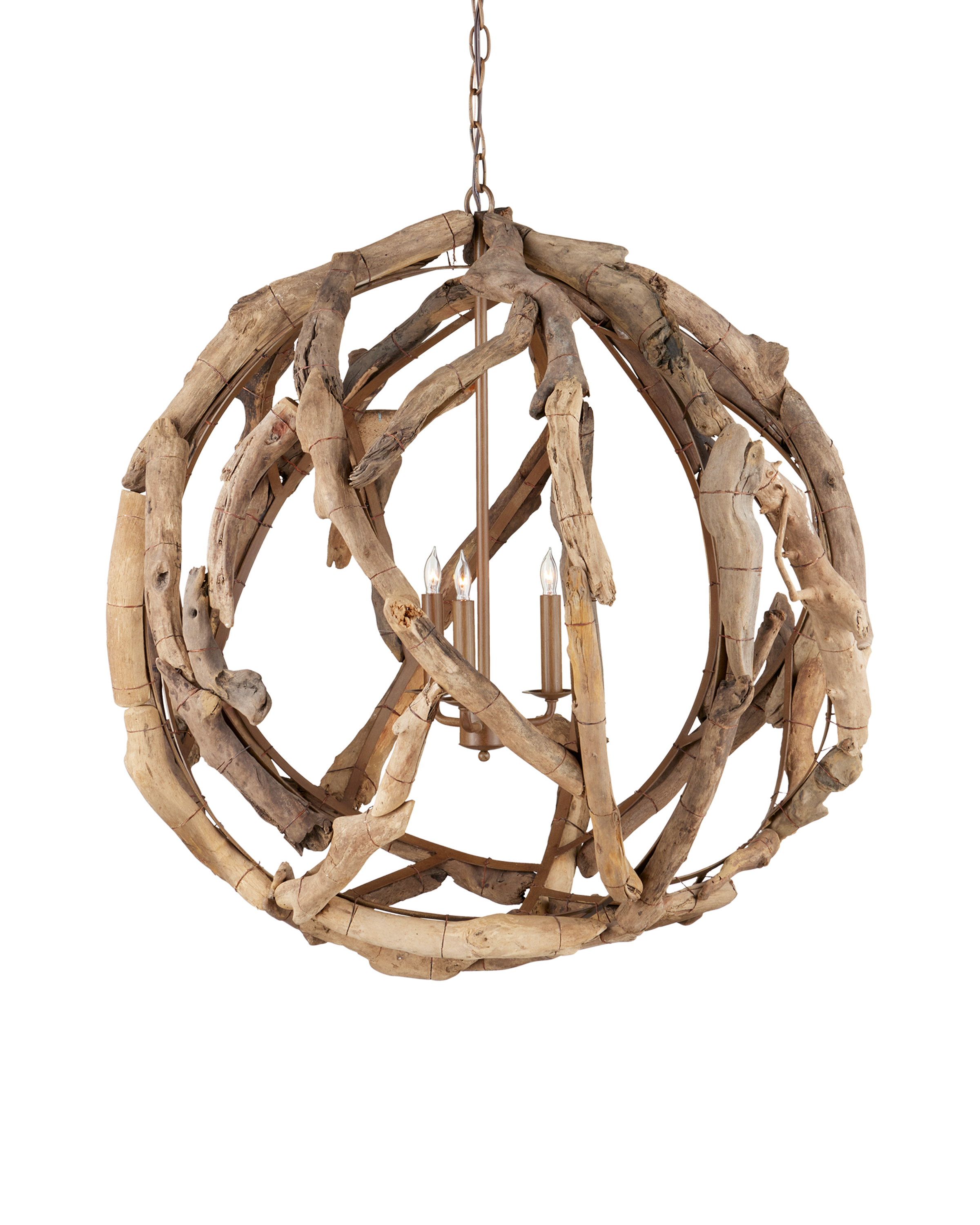 Driftwood Whitewash Orb Chandelier