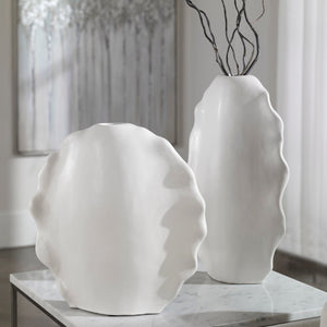 Ruffled Feathers Modern White Vases, S/2 - #shop_name Accessories