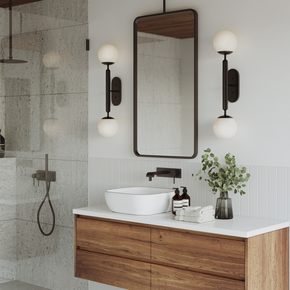 
                      
                        Barbican Double-Light Bronze Wall Sconce.
                      
                    