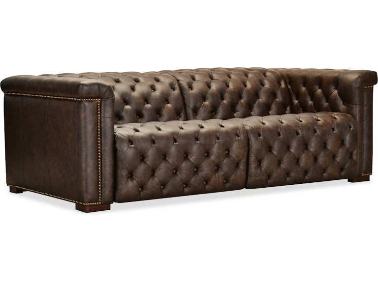Savion Deux 3 Seat Sofa with Two Power Recliners and Three Power Headrests - West Saddlewood