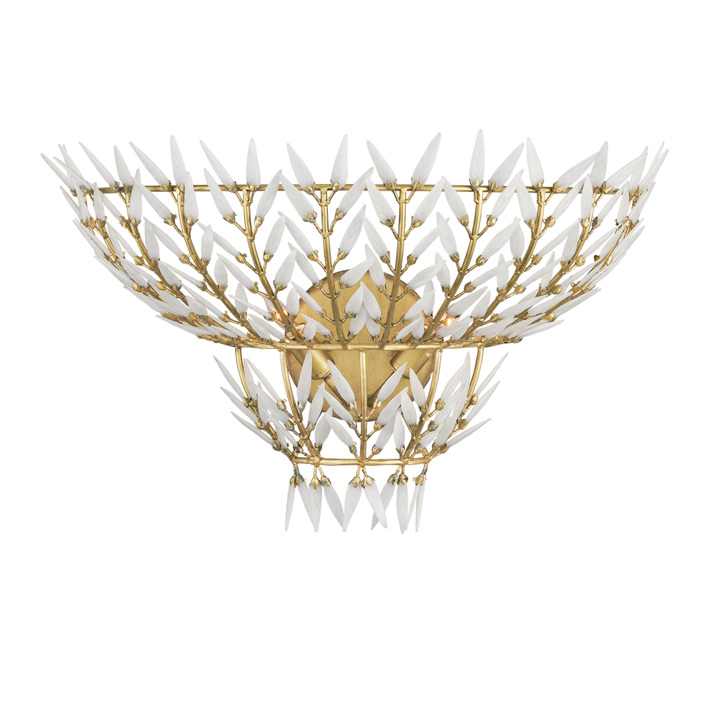 Magnum Opus Wall Sconce – Brass Sconce with Sculptural White Glass ...