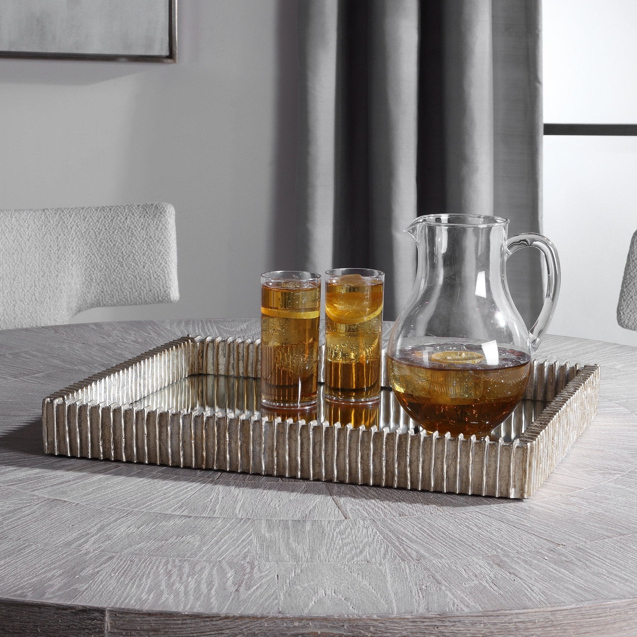 Talmage Silver Mirrored Tray - Thumbnail 4
