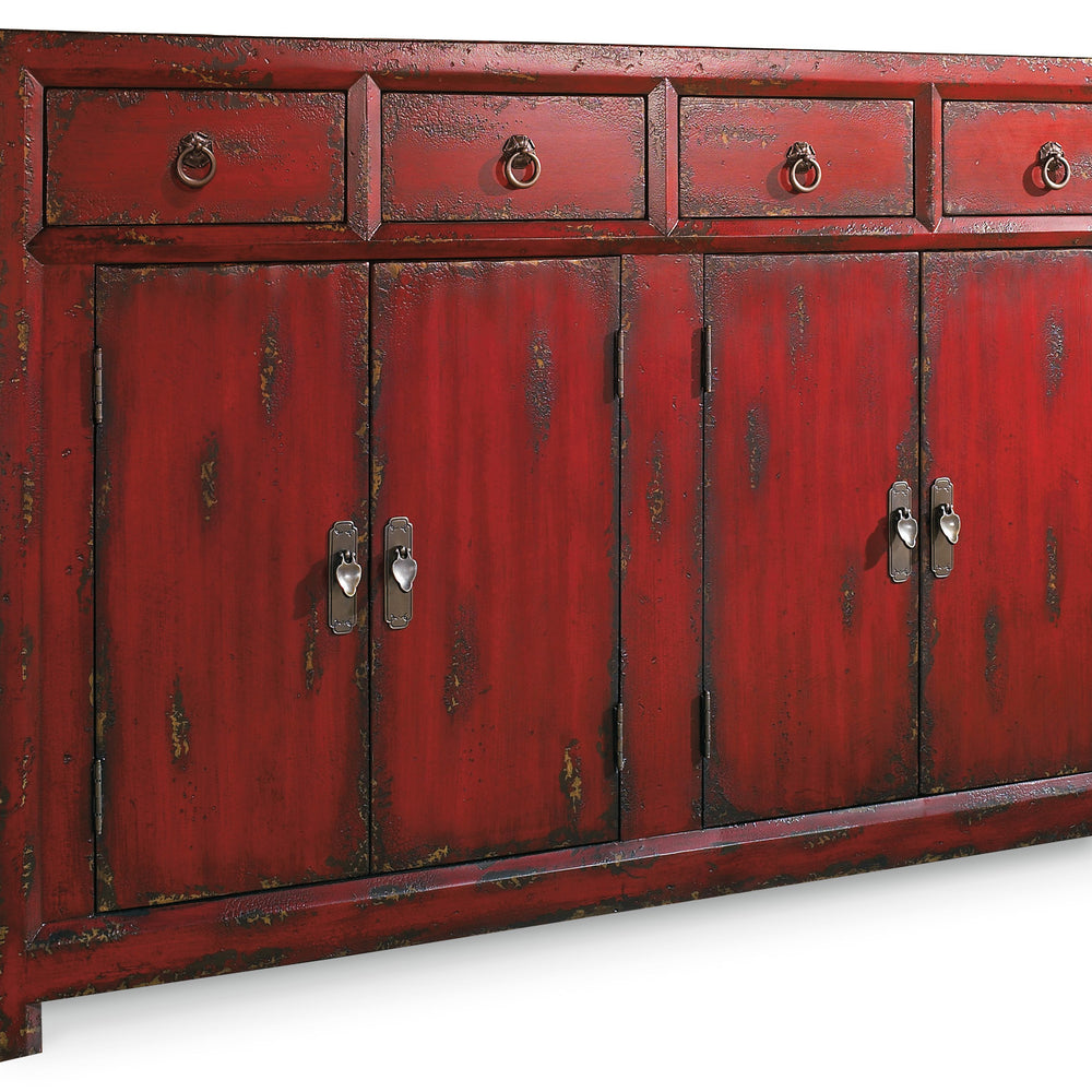 58'' Red Asian Cabinet